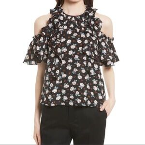 Rebecca Taylor Silk Cold Shoulder Top Size 12